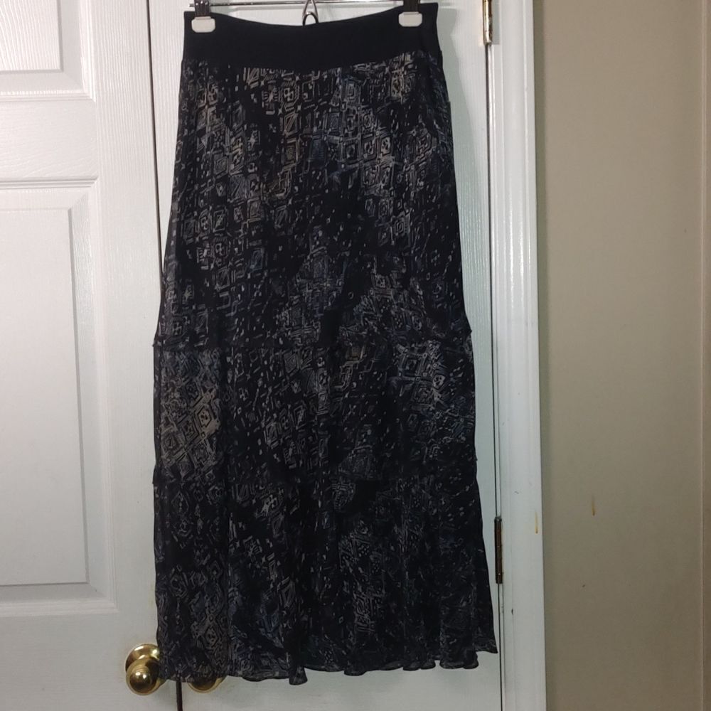 Nic+Zoe  multicolor tan black blue skirt Sz S  NWT